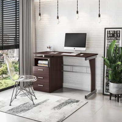 Streamdale Furniture Streamdale Computer Desk With Ample Storage In Brown