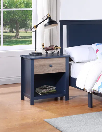 Streamdale Furniture Streamdale Connelly Nightstand Midnight Vintage Walnut In Blue