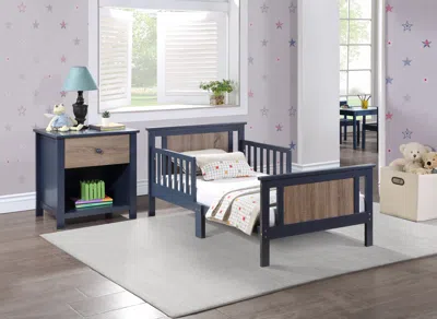 Streamdale Furniture Streamdale Connelly Reversible Panel Toddler Bed Midnight Blue/vintage Walnut