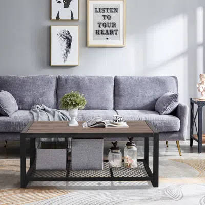 Streamdale Furniture Streamdale Console Coffee Table With A Natural Reclaimed Wood Finish In Black