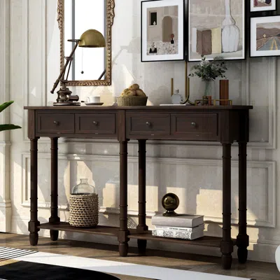Streamdale Furniture Streamdale Console Table Sofa Table Easy Assembly With Two Storage Drawers In Black