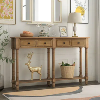 Streamdale Furniture Streamdale Console Table Sofa Table Easy Assembly With Two Storage Drawers In Brown