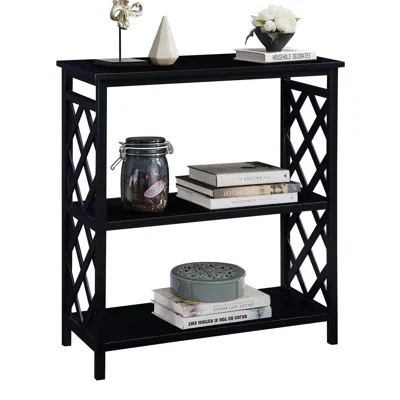 Streamdale Furniture Streamdale Console Table With Shelves & Wood Legs - Black