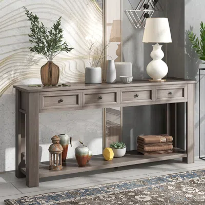 Streamdale Furniture Streamdale Console Table/sofa Table With Storage Drawers And Bottom Shelf In Gray