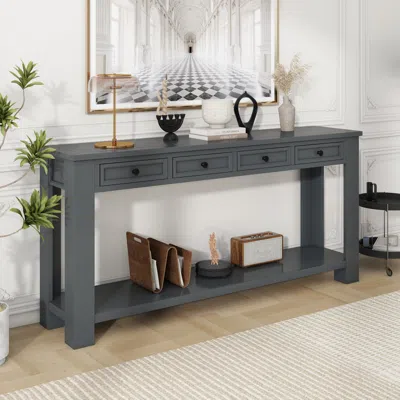 Streamdale Furniture Streamdale Console Table/sofa Table With Storage Drawers And Bottom Shelf In Gray