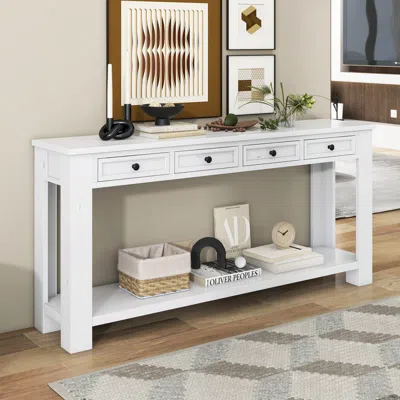 Streamdale Furniture Streamdale Console Table/sofa Table With Storage Drawers And Bottom Shelf In White