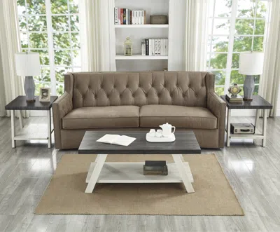 Streamdale Furniture Streamdale Contemporary 3-piece Wood Shelf Coffee Table Set In Weathered Charcoal And Beige