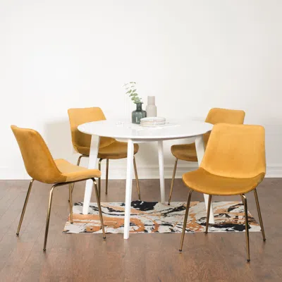 Streamdale Furniture Streamdale Contemporary 5-piece Dining Set, White Round Dining Table With 4 Chairs