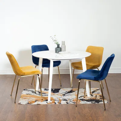 Streamdale Furniture Streamdale Contemporary 5-piece Dining Set, White Round Dining Table With 4 Chairs