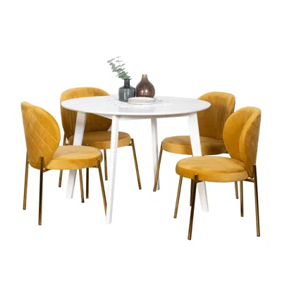 Streamdale Furniture Streamdale Contemporary 5-piece Dining Set, White Round Dining Table With 4 Chairs
