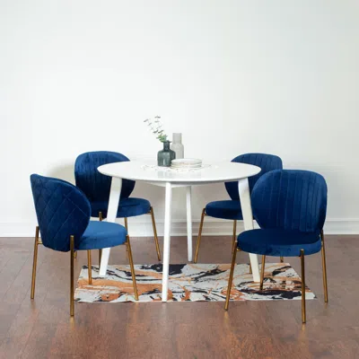 Streamdale Furniture Streamdale Contemporary 5-piece Dining Set, White Round Dining Table With 4 Chairs