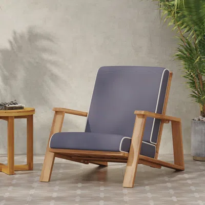 Streamdale Furniture Streamdale Contemporary Acacia Wood Adirondack Club Chairs With Water-resistant Cushions