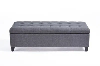 Streamdale Furniture Streamdale Contemporary Button-tufted Storage Ottoman With Waffle Stitch In Gray