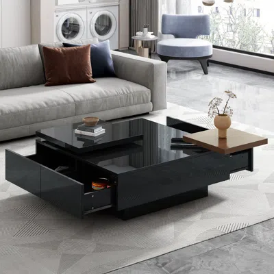 Streamdale Furniture Streamdale Contemporary Coffee Table With Movable Squares And Hidden Drawers In Brown