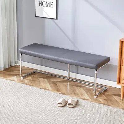 Streamdale Furniture Streamdale Contemporary Faux Leather Bench For Entryway, Bed, Or Dining