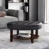 Streamdale Furniture Streamdale Contemporary Faux Leather Tufted Ottoman With Open Shelf