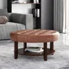 Streamdale Furniture Streamdale Contemporary Faux Leather Tufted Ottoman With Open Shelf