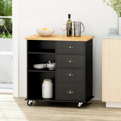 Streamdale Furniture Streamdale Contemporary Kitchen Cart With Rubberwood Top