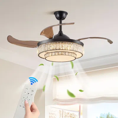 Streamdale Furniture Streamdale Contemporary Led Retractable Ceiling Fan With Remote Control