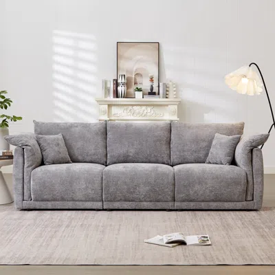 Streamdale Furniture Streamdale Contemporary Linen Sofa - 3 Seater With Pillows