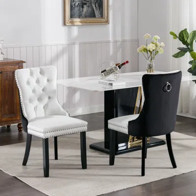 Streamdale Furniture Streamdale Contemporary Pu & Velvet Dining Chair Set