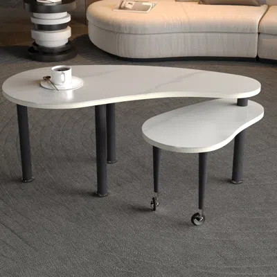 Streamdale Furniture Streamdale Contemporary Rotatable Cocktail Table With Solid Rubber Wood Legs In White