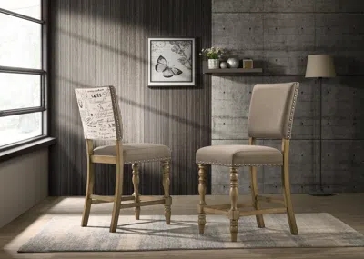Streamdale Furniture Streamdale Contemporary Rustic Counter Height Dining Chair Set In Driftwood Finish - Set Of 2