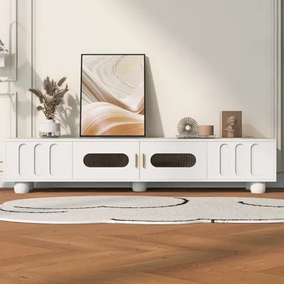 Streamdale Furniture Streamdale Contemporary Sleek Tv Stand With Glass-front Cabinet And Drawers