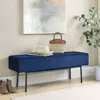 Streamdale Furniture Streamdale Contemporary Style Bedroom Velvet Upholstered Bench, Blue,( 45" X13"x 17")