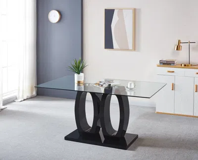 Streamdale Furniture Streamdale Contemporary Tempered Glass Top Double Pedestal Dining Table