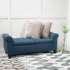 Streamdale Furniture Streamdale Contemporary Tufted Storage Ottoman With Rolled Arms In Blue