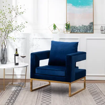 Streamdale Furniture Streamdale Contemporary Upholstered Accent Arm Chair In Blue