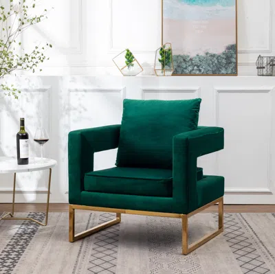 Streamdale Furniture Streamdale Contemporary Upholstered Accent Arm Chair In Green