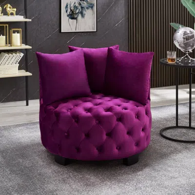 Streamdale Furniture Streamdale Contemporary Upholstered Tufted Leisure Chair Accent Chair, Violet
