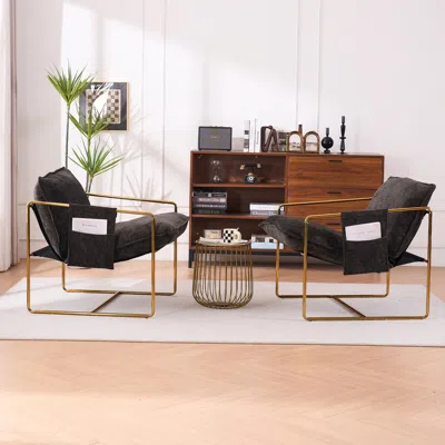 Streamdale Furniture Streamdale Contemporary Velvet Accent Chair Comfort In Black