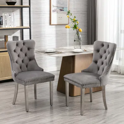 Streamdale Furniture Streamdale Contemporary Velvet Dining Chair Set Of 2