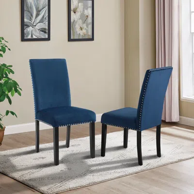Streamdale Furniture Streamdale Contemporary Velvet Dining Chair With Nailhead Trim
