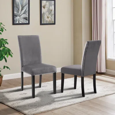 Streamdale Furniture Streamdale Contemporary Velvet Dining Chair With Nailhead Trim