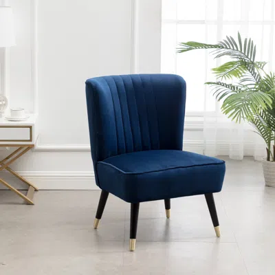 Streamdale Furniture Streamdale Contemporary Velvet Upholstered Accent Chair In Blue