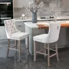 Streamdale Furniture Streamdale Contemporary Velvet Upholstered Barstools With Button Tufted Decoration And Wooden Legs