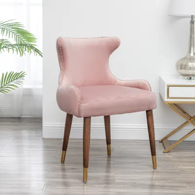 Streamdale Furniture Streamdale Contemporary Velvet Upholstered Nailhead Trim Accent Chair In Pink