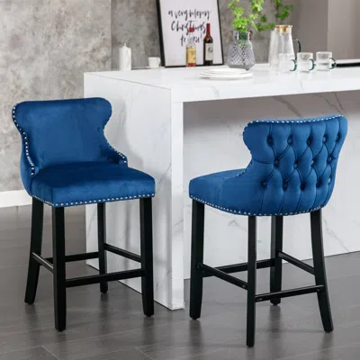 Streamdale Furniture Streamdale Contemporary Velvet Upholstered Wing-back Barstools With Button