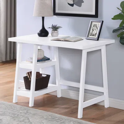 Streamdale Furniture Streamdale Contemporary Wood Writing Desk With Storage, White