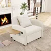 Streamdale Furniture Streamdale Convertible Chair Bed: 3-in-1 Pull-out Sofa With Usb & Desk (creamy White) In Neutral