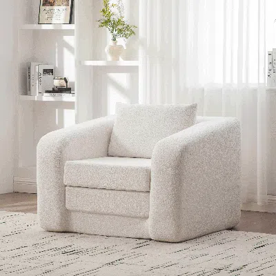 Streamdale Furniture Streamdale Convertible Chenille Sofa Bed With Pillow - Single Seater