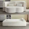 Streamdale Furniture Streamdale Convertible Corduroy Floor Sofa Bed With Pillows - Beige In White