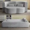 Streamdale Furniture Streamdale Convertible Corduroy Floor Sofa Bed With Pillows - Light Grey