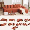 Streamdale Furniture Streamdale Convertible Corduroy Sectional Sofa With Pillows In Red