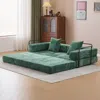 Streamdale Furniture Streamdale Convertible Floor Sofa Bed With Pillow & Armrest - Dark Green