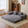 Streamdale Furniture Streamdale Convertible Floor Sofa Bed With Pillow & Armrest - Dark Grey In Gray